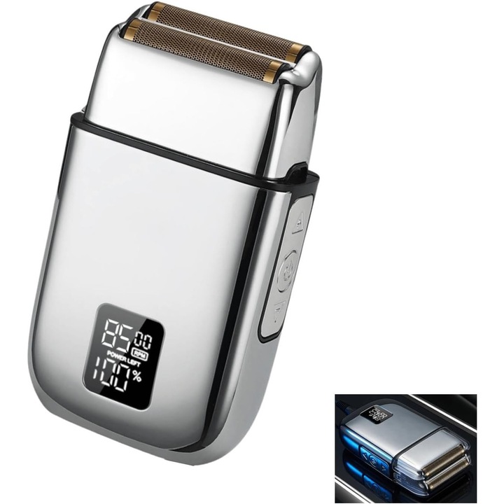 Bearwin elektromos borotva, dupla lebegő penge, 3 sebesség, USB, vízálló, ezüst
