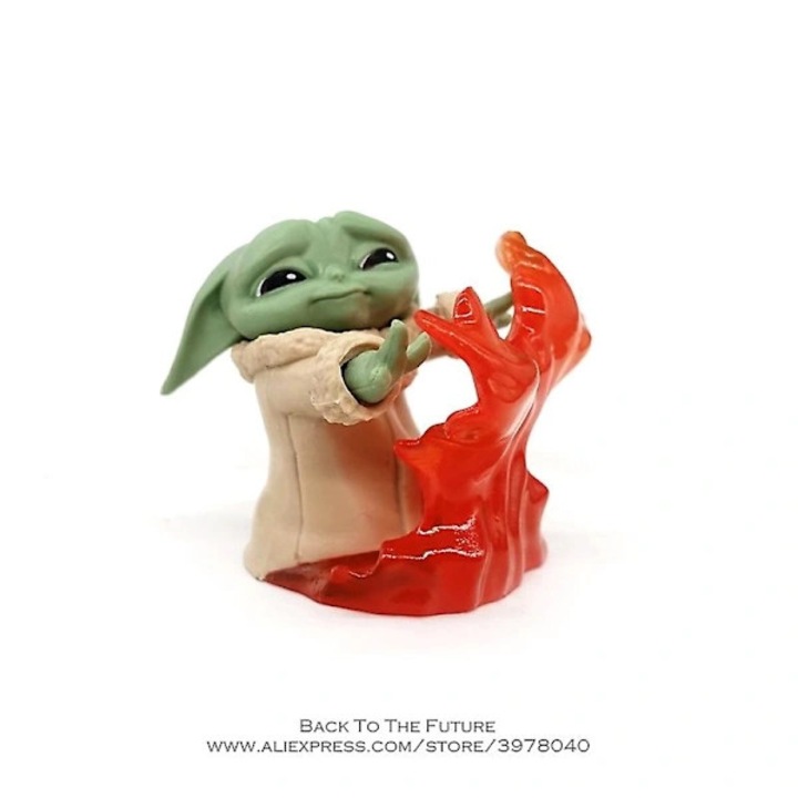 Figurina colectie Star Wars Toy Master Baby Yoda, din PVC, miniatura pentru colectie si joaca, 4-6 cm, verde/rosu, 1 buc