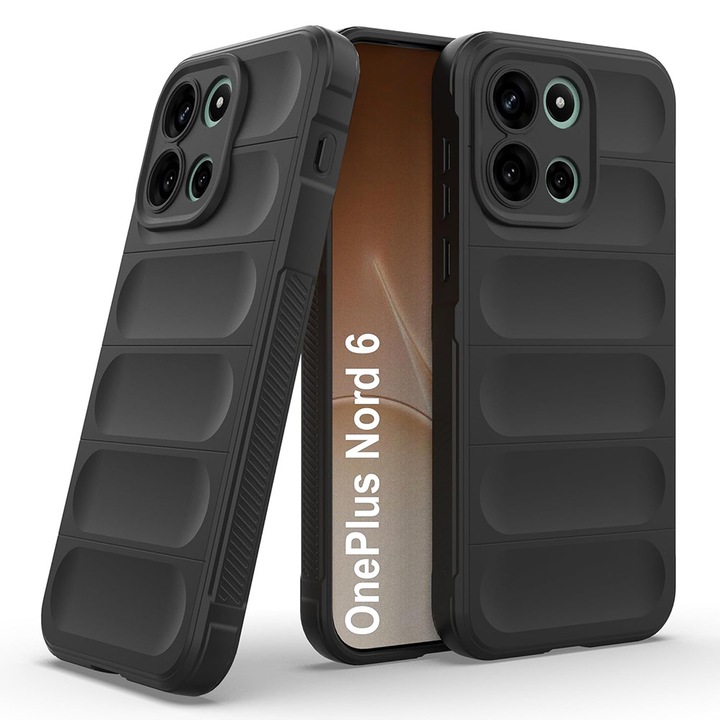 Husa pentru OnePlus Nord 6 Comari® VelvetShield, TPU si catifea, protectie anti-soc, finisaj catifelat antiderapant, anti-praf si zgarieturi, Negru