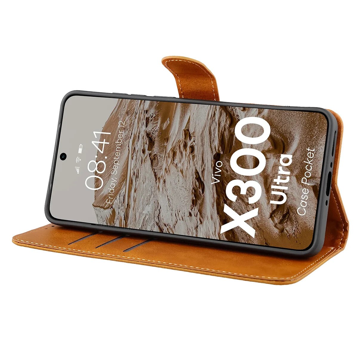 Husa Bizon Case Pocket pentru Vivo X300 Ultra, Maro