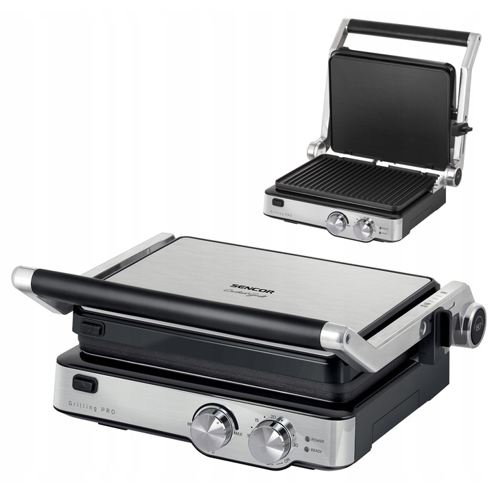 Grill electric Sencor SBG 4010SS, 2000W, argintiu, 36.5x32x8cm