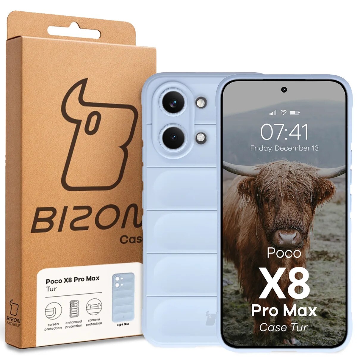 Husa Bizon Case Tur pentru Xiaomi POCO X8 Pro Max, Albastru deschis