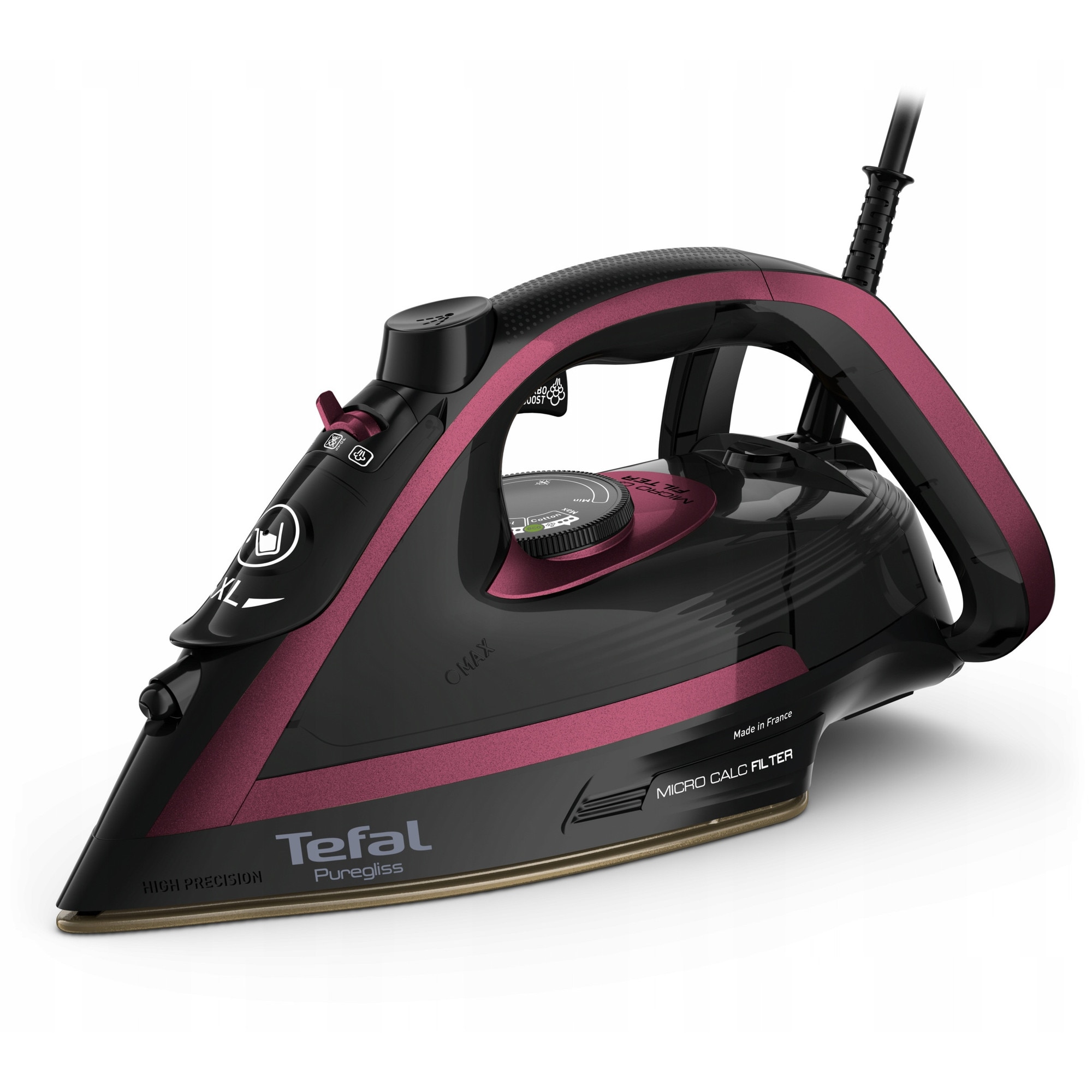 Fier de calcat cu aburi Tefal Puregliss FV8065, 3000W, 280ml