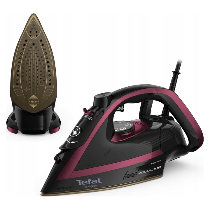 Fier de calcat cu aburi Tefal Puregliss FV8065, 3000W, 280ml