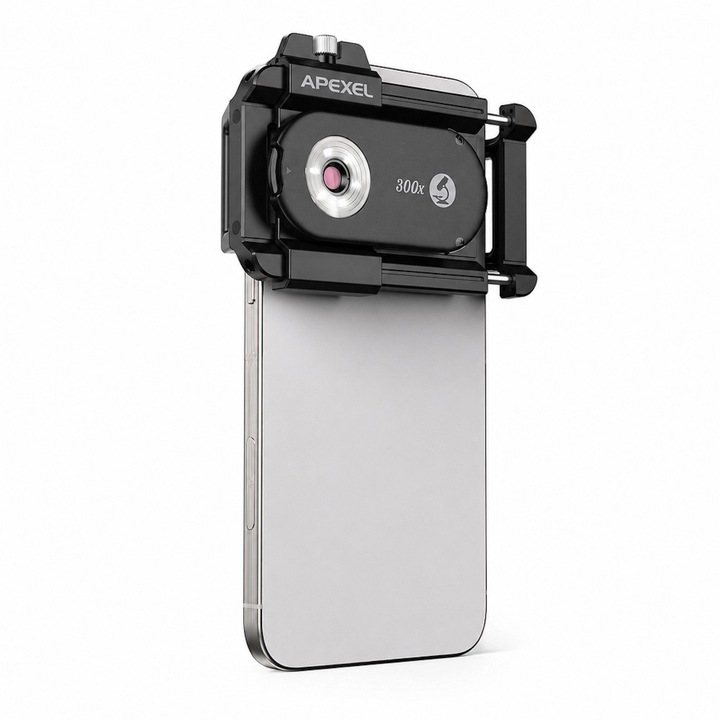 Микроскоп Apexel APL-MS300 за смартфон, 300x, LED осветление, черен