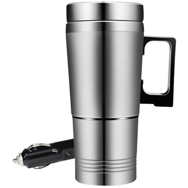 Autós elektromos vízforraló 300ml rozsdamentes acél ezüst 19.3x8.5x6.5cm 100W 12V 200W 24V