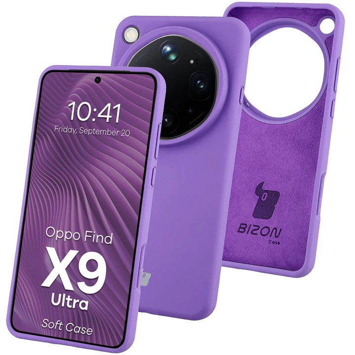 Силиконов калъф Bizon Soft Case за Oppo Find X9 Ultra, Виолетов