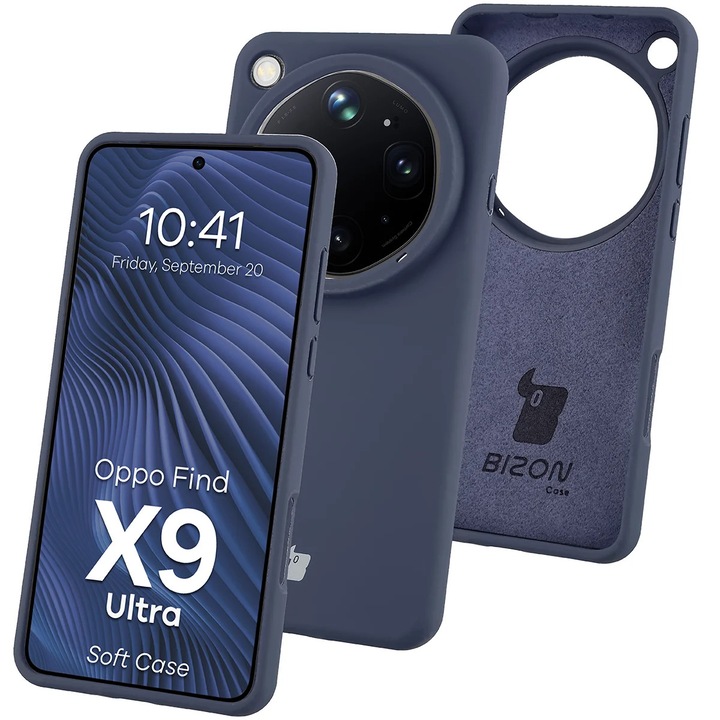 Силиконов калъф Bizon Soft Case за Oppo Find X9 Ultra, Тъмносин