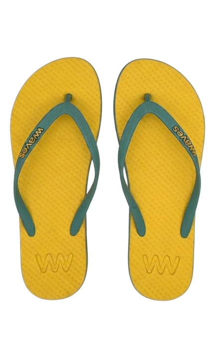 Slapi Waves, Galben & Mint, cauciuc natural, Galben deschis/Mint Green, 41
