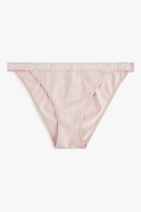 KOTON, Chiloti cu banda text in talie, Nude rose