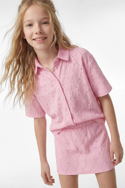 KOTON, Bluza regular fit cu nasturi, Roz, 122-128 CM