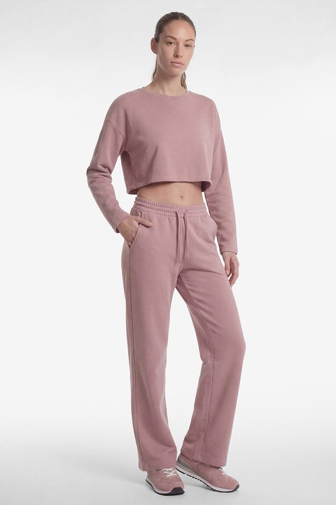 KOTON, Pantaloni de trening cu croiala ampla si snur de ajustare, Roz prafuit