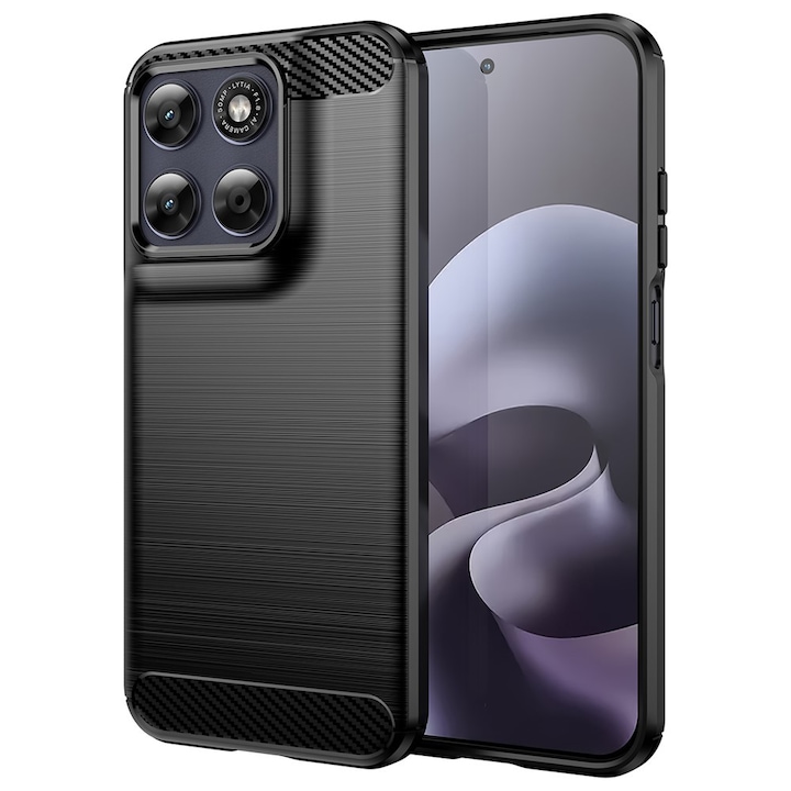 Husa pentru Motorola Moto G87 / G77 / G67 - Techsuit Carbon Silicone - Black