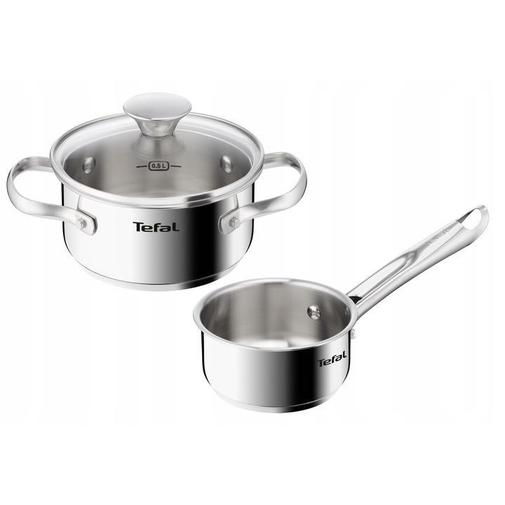 Tefal Minis rozsdamentes acél edény és lábas szett 14x16cm fedővel