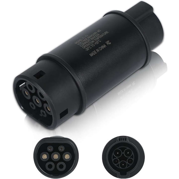 Adaptor incarcare EV Type 1 la Type 2, 32A, 240V, IP54, 17.5x7.5cm