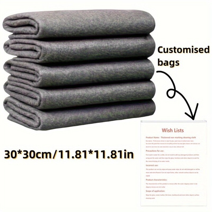 Lavete microfibra pentru geamuri si oglinzi, carpe microfibra 30 x 30 cm, fara urme, reutilizabile, usor de spalat, gri