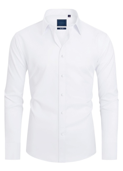 Camasa barbati slim fit cu maneca lunga, business casual, usor de calcat, alb, Alb