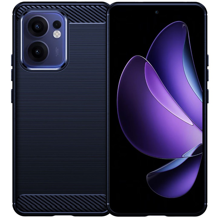 Husa de protectie pentru Oppo Reno 13F / Reno13 FS 5G, Carbon Shield, Suprafata aderenta, Spate mat, Anti-amprenta, Finisaj tip fibra, Margini usor ridicate, Flexibila, Confortabila, Design premium, Antisoc, Slim fit, Albastru inchis
