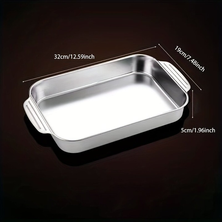 Tava copt inox cu manere, adanca, 30x20cm