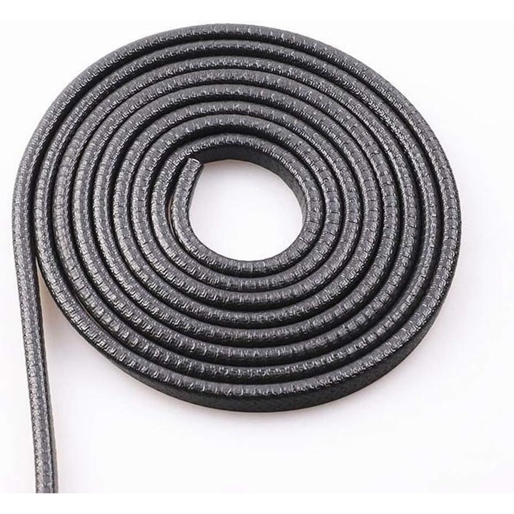 Banda protectie margine portiera auto, protector usa, cu miez din otel in forma de U, prindere fara adeziv, rezistenta la apa si la deformare, Negru, 10 m