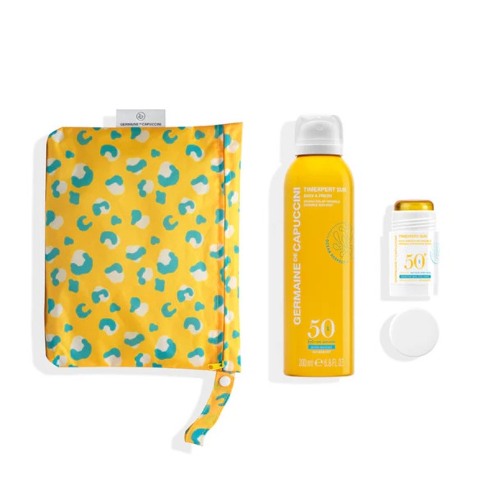 Set Geanta Animal Print pentru Soare - Timexpert Sun Easy&Fresh Face - Body Mist SPF50+ 200ml + Invisible Protective Stick SPF50+ 25ml Set - PP Germaine de Capuccini