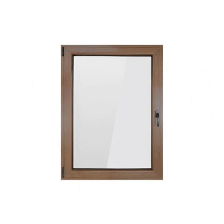 Hőszigetelt ablak, Deceuninck, PVC, 5 kamrás, 560mm x 860mm, dió színű, bukó, balra nyíló