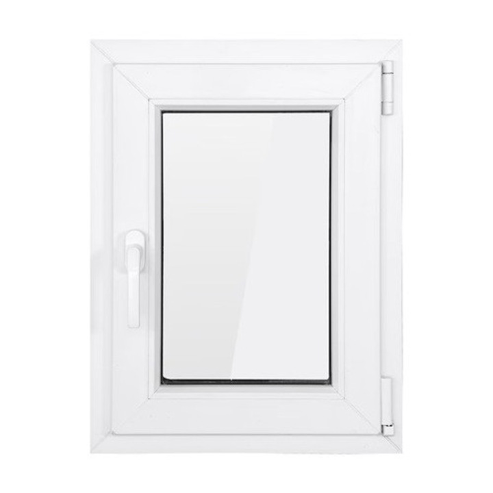 Hőszigetelt üveg, Deceuninck, PVC, 5 kamrás, 560mm x 860mm, fehér színű, bukó, balra nyíló