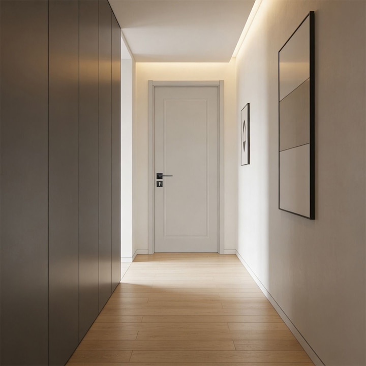 Usa interior din MDF Karma-468, reversibila, toc si accesorii incluse, alba, 80 x 200 cm
