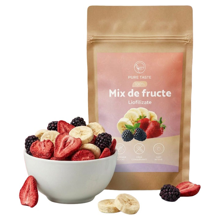 Mix de fructe liofilizate Pure Taste, 100% naturale, Fara Zahar Adaugat