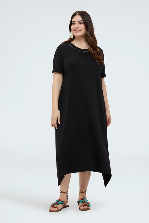 Fiorella Rubino, Rochie asimetrica din amestec de bumbac, Negru
