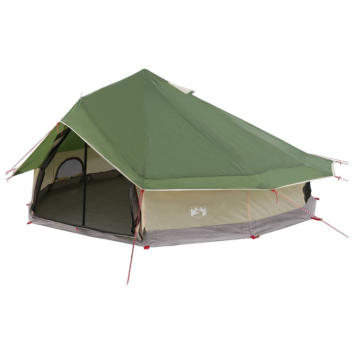 vidaXL Tipi sátor tetővel Zöld 800 x 800 x 430 cm Poliészter és acél 42028715