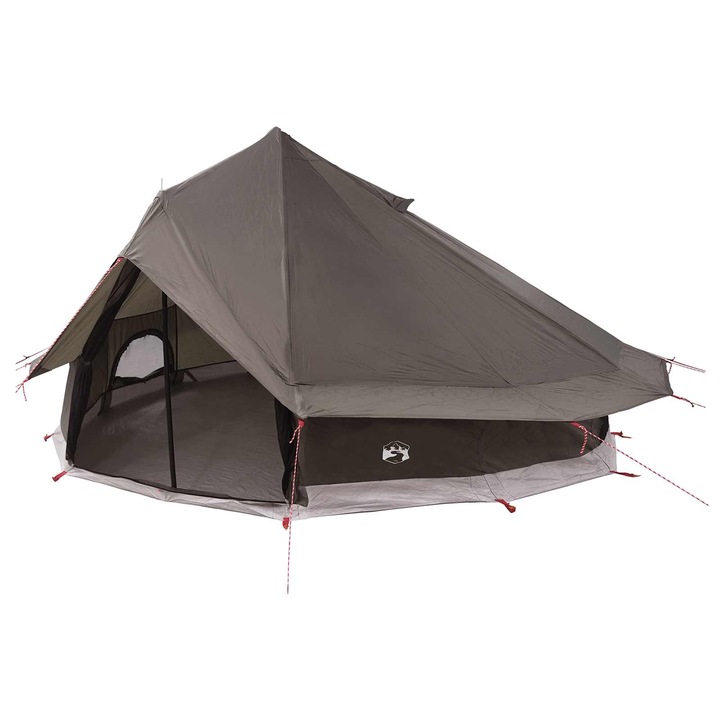 vidaXL Tipi sátor Barna Szürke 700 x 700 x 395 cm Poliészter és acél 42029020