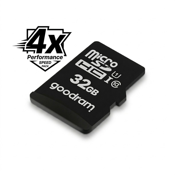 Card de memorie 32GB, microSDHC, 80MB/s, clasa 10/U1/V10, UHS-I, adaptor