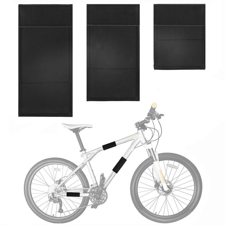 Set 3 protecții pentru cadru bicicletă, neopren, protecție zgarieturi, universal, multicolor
