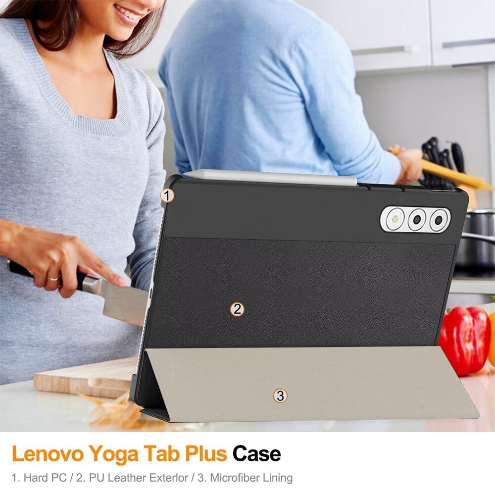 Husa pentru Lenovo Yoga Tab Plus 12.7 Lightweight Slim, tip stand, functie sleep/wake-up si inchidere magnetica, protectie 360 - albastru