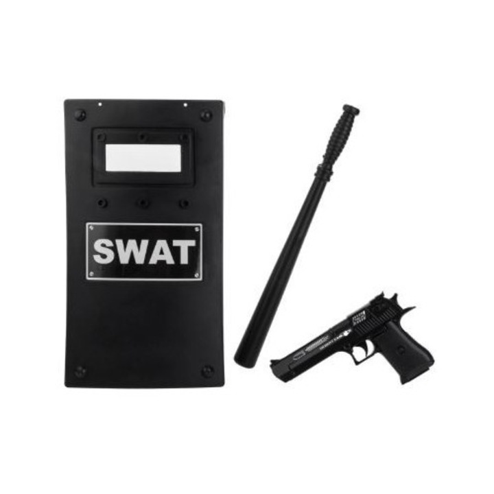 Jucarie Set Politist cu Scut Pistol & Baston