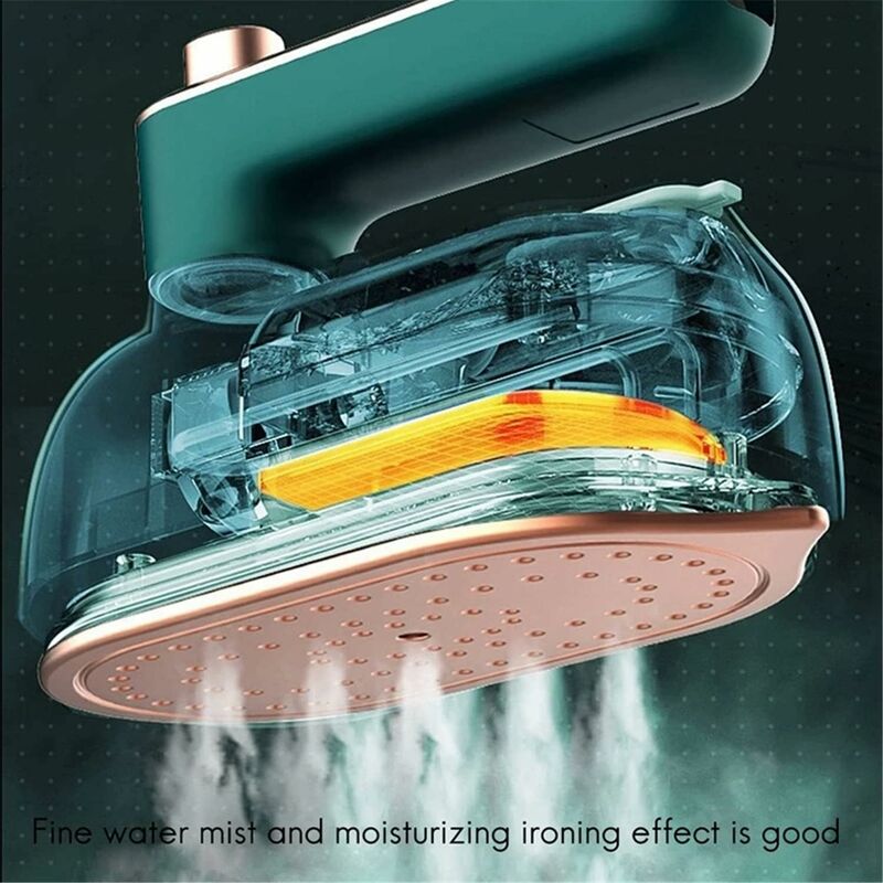Fier de calcat portabil mini 2-in-1, uscat si cu abur, talpa titan, rezervor 50ml, pliabil si usor, verde/auriu, 1 buc