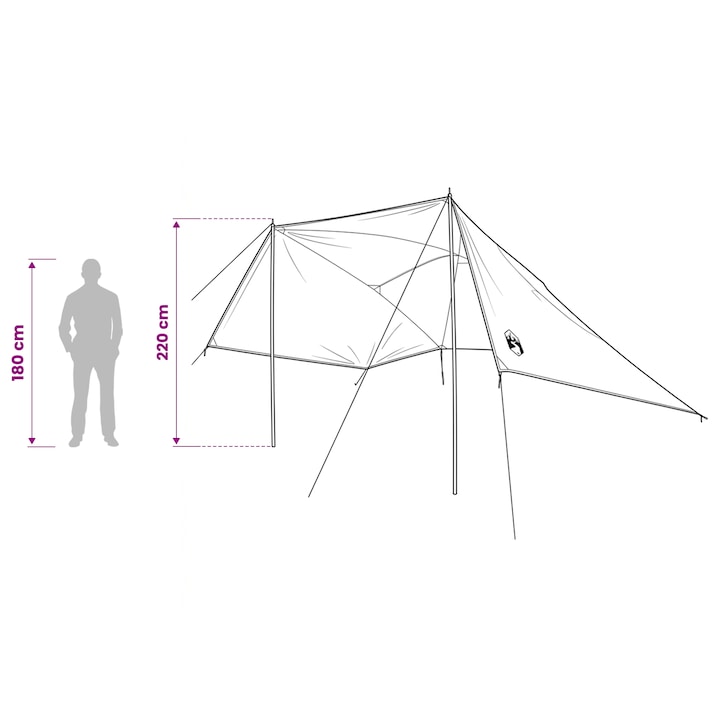 Cort pentru masina cu acoperis vidaXL, albastru 308 x 215 x 220 cm