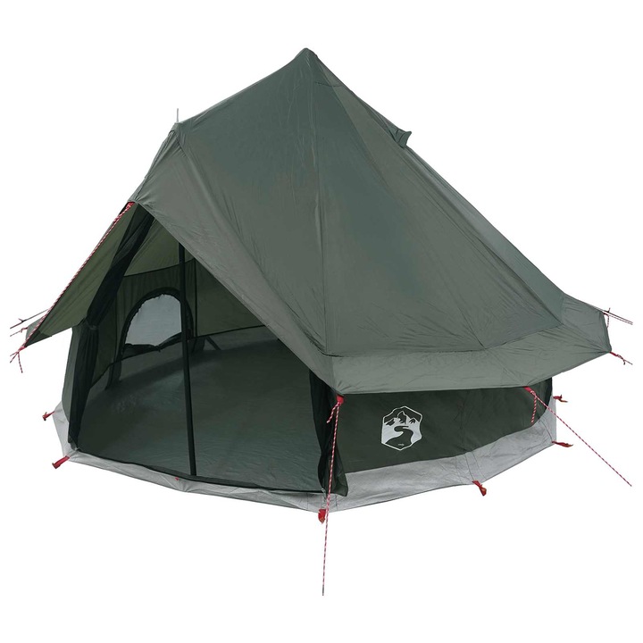 vidaXL Tipi sátor tetővel Katonai zöld 250 x 250 cm Poliészter és acél 42028722