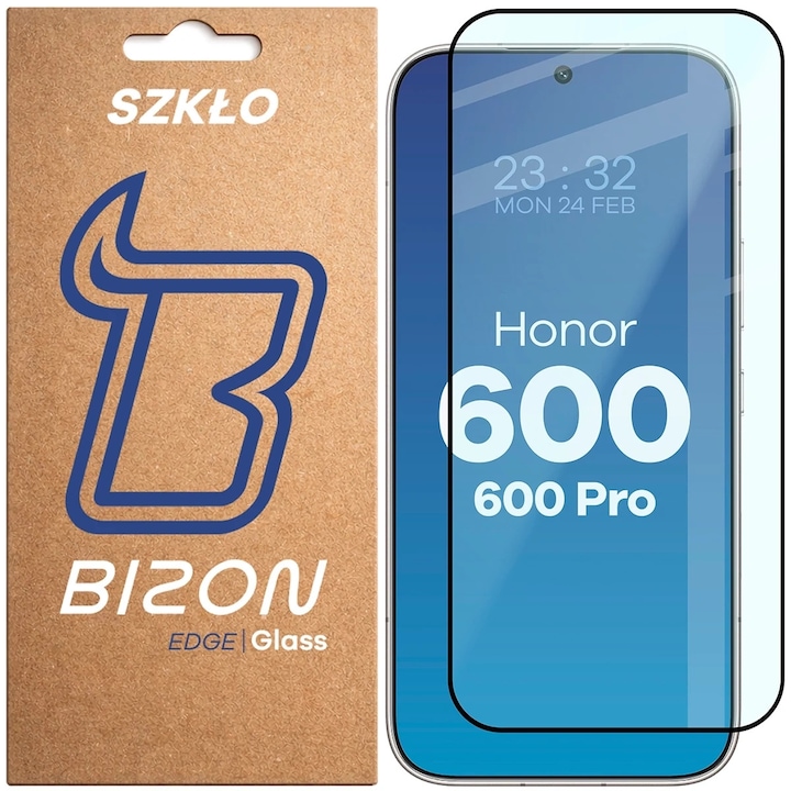 Folie sticla securizata Bizon Glass Edge compatibila cu Honor 600 5G / 600 Pro 5G, Negru