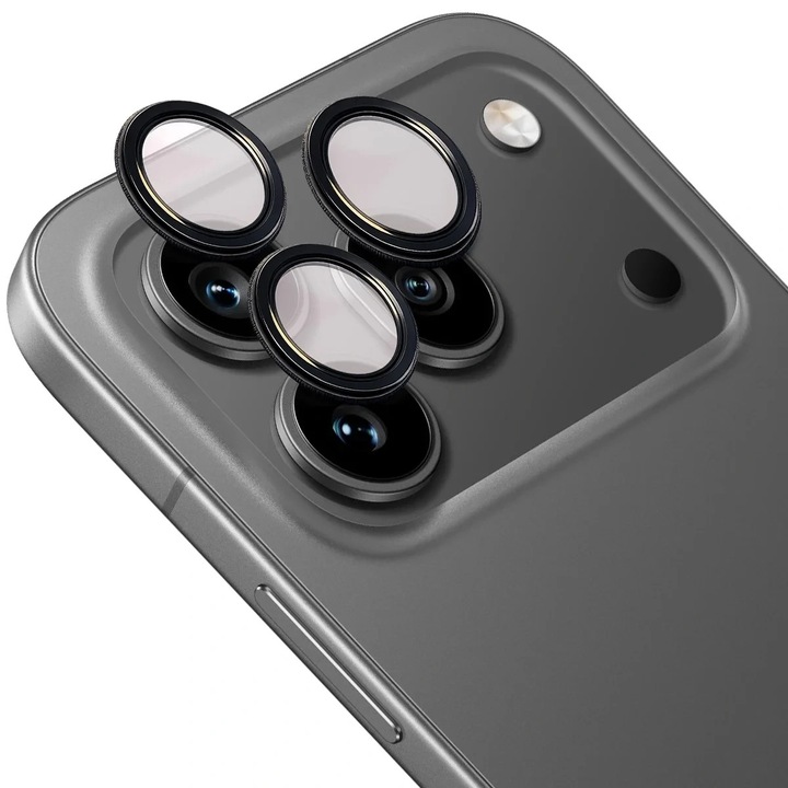 Folie sticla camera foto Bizon Glass Snap Lens compatibila cu Honor 600 Pro, Negru