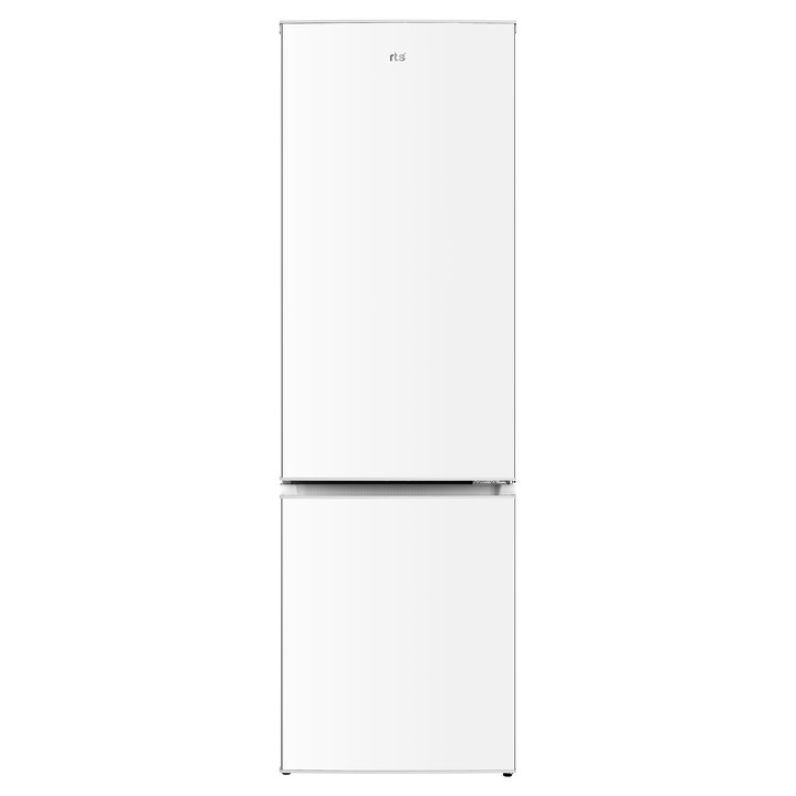 Combina frigorifica RTS BCD258S, 250L (186L+64L), Clasa E, Alb, Rafturi din sticla, Usi reversibile, 181, 8 × 54, 5 × 56, 5 cm