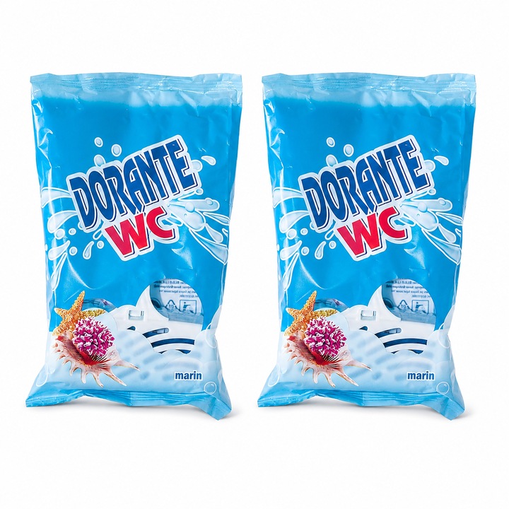 Set 2 deodorante WC aroma marina, odorizant pentru toaleta cu parfum fresh, suport inclus, improspatare si igienizare vas WC, 33 g x 2