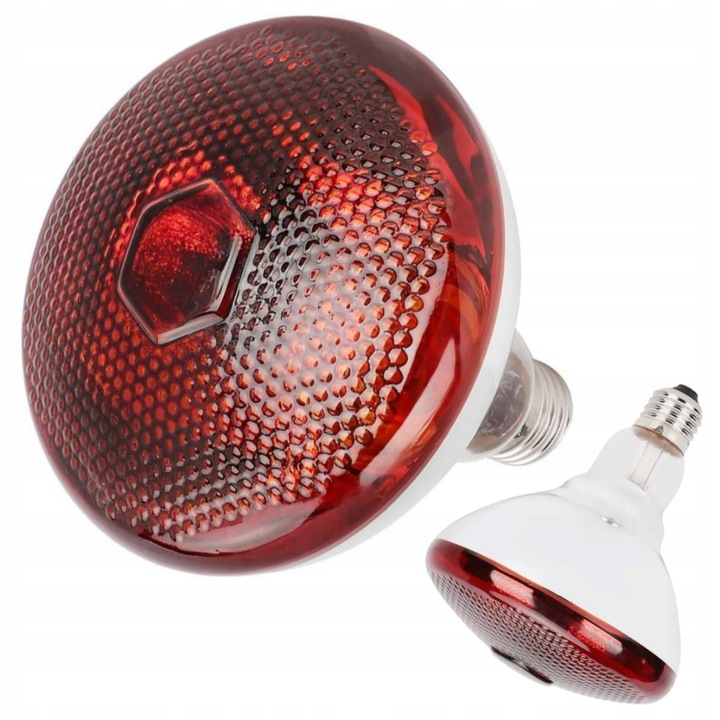 Bec cu infrarosu pentru incalzire pui si animale, Zola, 175W, lumina rosie, diametru 12 cm