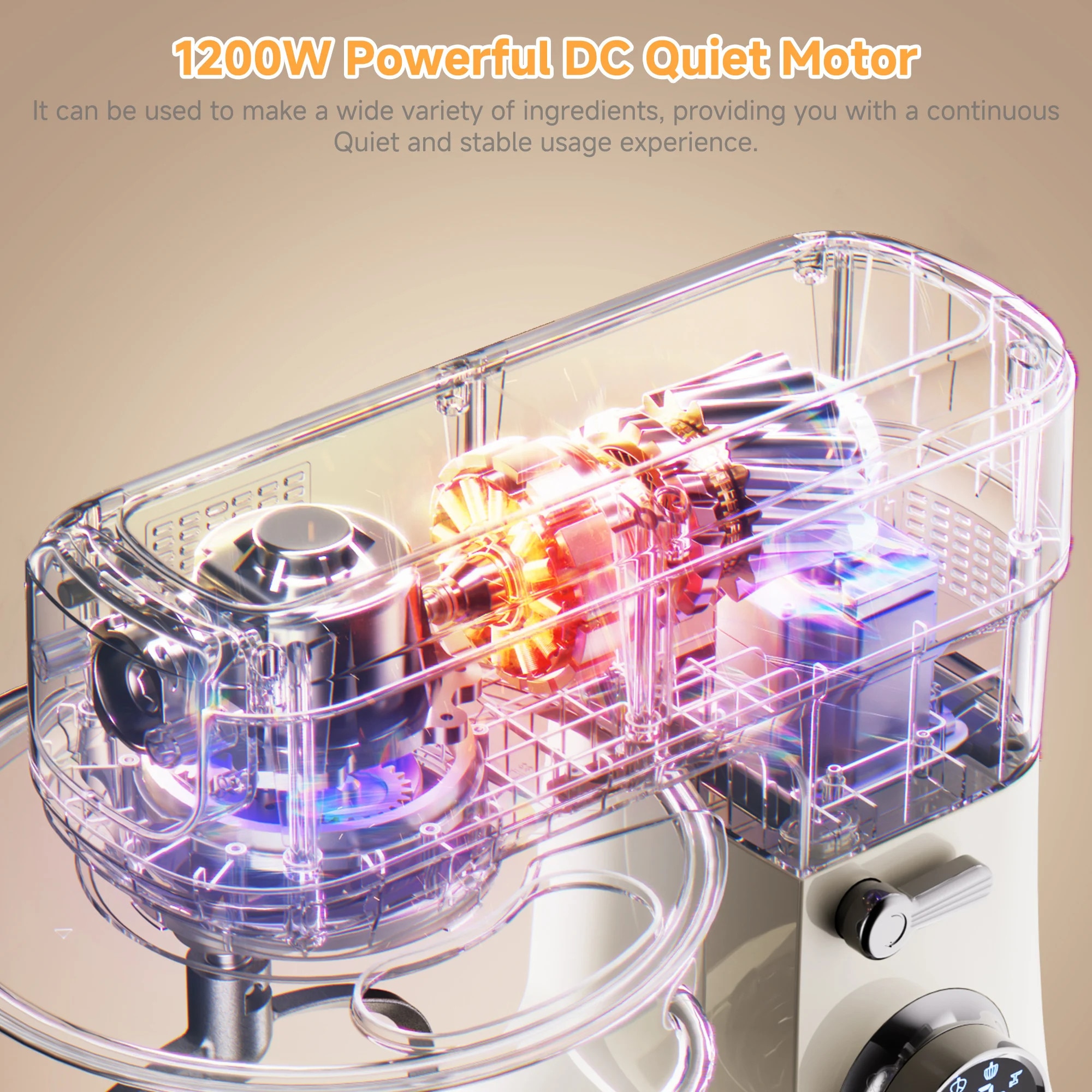 Robot de bucatarie, Mixer planetar, 1200 W, Bol inox 7 L, 11