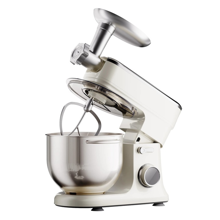 Robot de bucatarie, Mixer planetar, 1200 W, Bol inox 7 L, 11 viteze, 220 V, Stecar UE, Cu accesorii cu tocator de carne inclus