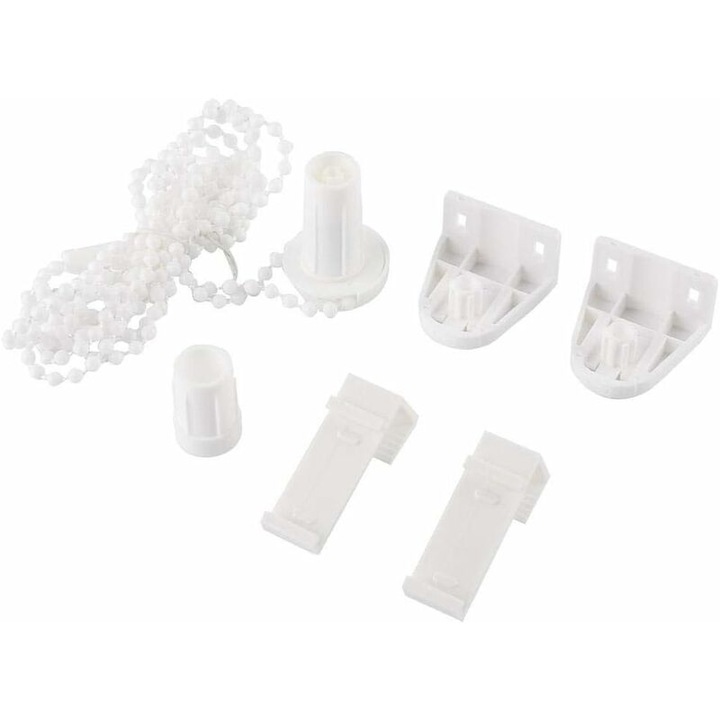 Kit montaj si reparare rulou 17-18mm, ambreiaj si suport, lant cu bile 89cm, fixare sus/lateral/fata, material durabil, alb, 1 set