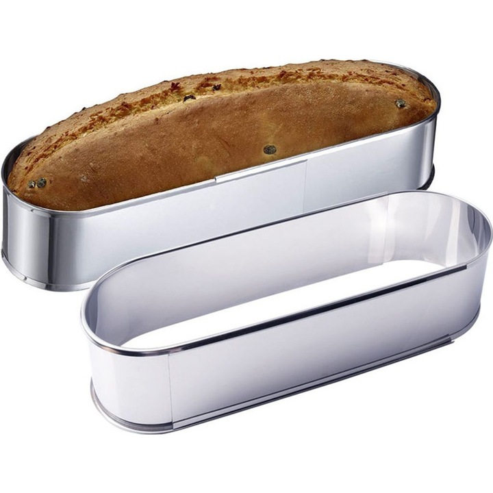 Set 2 tavi copt ajustabile oval, inox, argintiu, 27x42cm