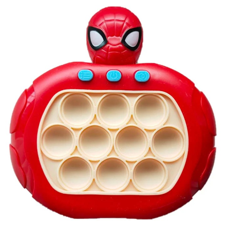 Jucarie Pop It Electronic/Consola Premium, cu Lumini, 3 Culori, 4 Moduri de Joc, Spider-Man, ETOY®