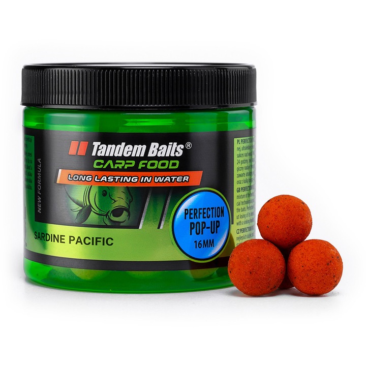 Pop-up Boilies Tandem Baits Carp Food Perfection Sardina de Pacific 16 mm 70 g